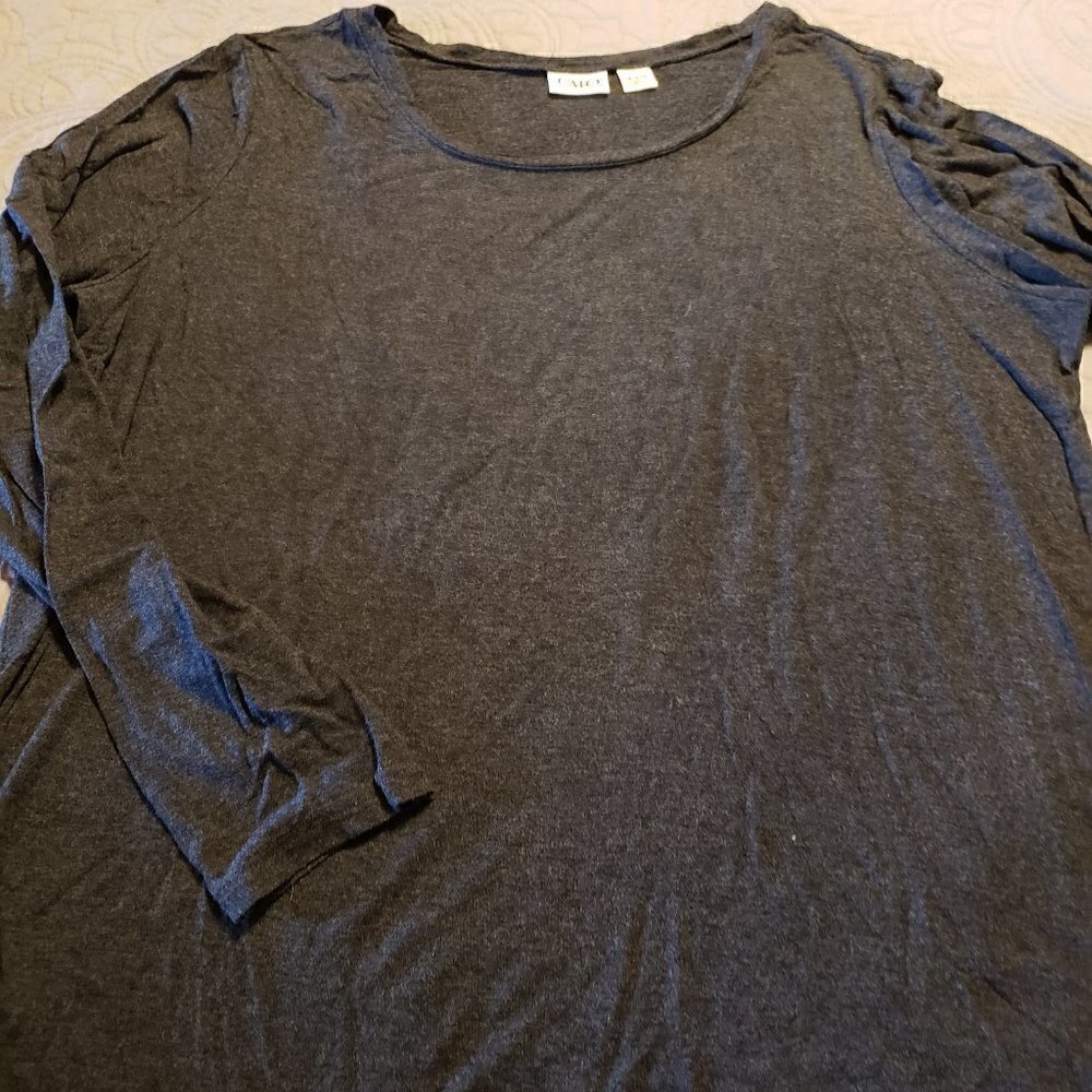 Cato Long Sleeve Scoop Neck top -Size 18/20- Dark Charcoal Heather Gray
